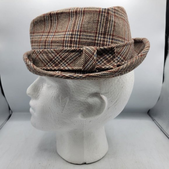 Pendleton 100% Wool Fedora Hat 7 1/8 Plaid Tan Formal Casual Party Travel - Picture 2 of 10